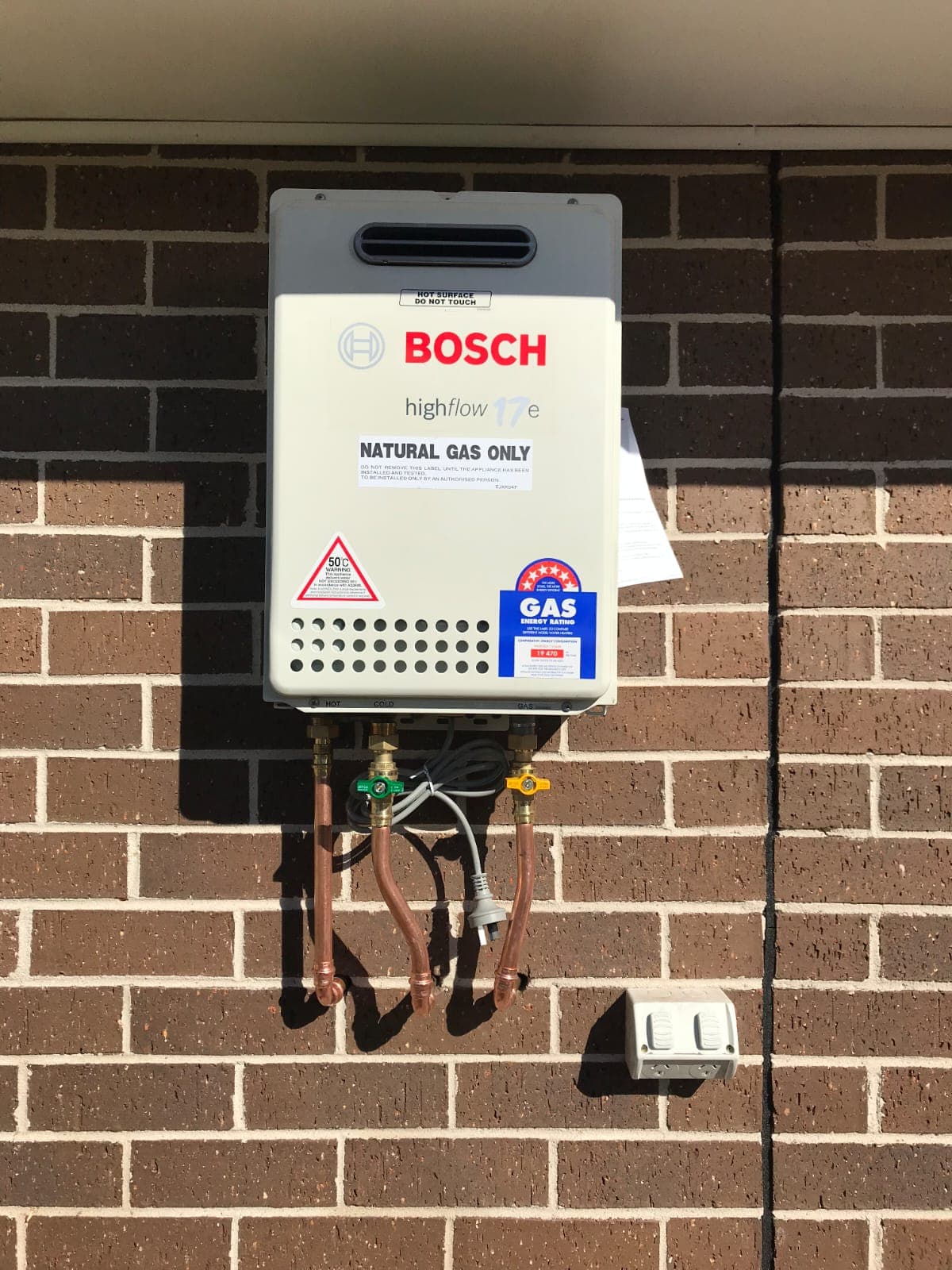 Bosch hot water system installation by Aqua First Plumbing in Sydney